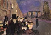Edvard Munch Evening on karl johan sireet oil on canvas